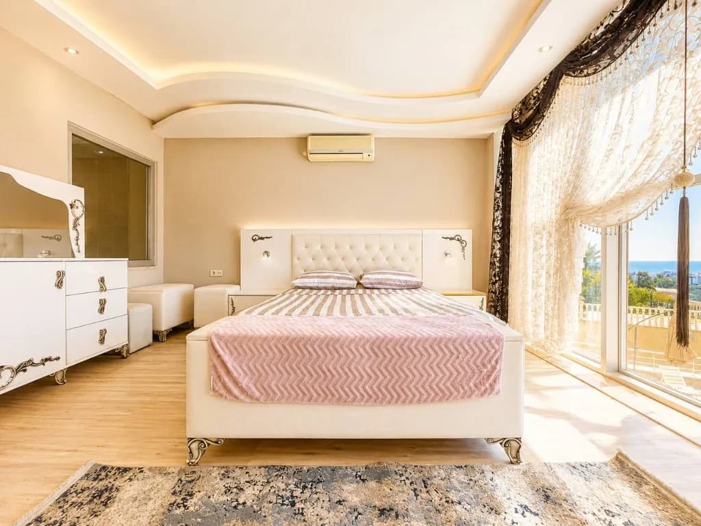 Location villa 5+1 — Alanya Kargıcak — bedroom sea view